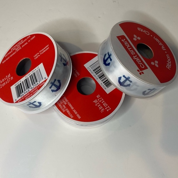 3 Rolls Craft Smart Nautical Anchor Ribbon - 7/8" x 3 Yards Each - Picture 3 of 3